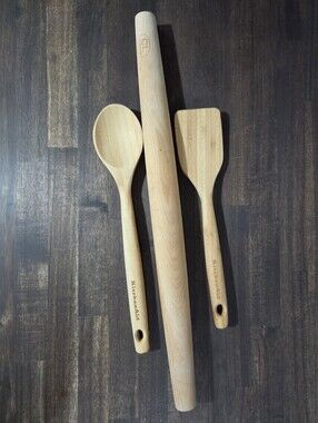 KitchenAid Natural Wood Spoon, Spatula and Catering Line Rolling Pin Set